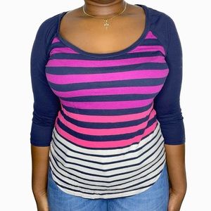 EXPRESS Striped Half-Sleeve Tee